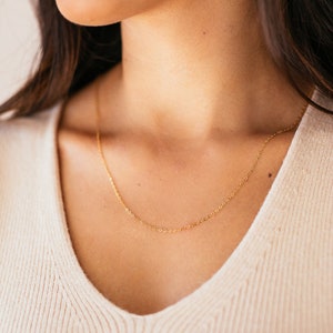Whisper Chain Gold, Silver, or Rose Gold Simple Gold Chain Choker Dainty Necklace Layering Thin Chain Necklace Basic Finished image 1