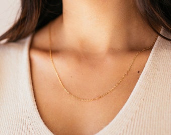 Whisper Chain • Gold, Silver, or Rose Gold - Simple Gold Chain Choker - Dainty Necklace - Layering - Thin Chain Necklace - Basic Finished