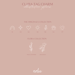 Clara Tag Charm Add On Personalized Pendant Rectangle Initial Charm Floral Jewelry Removable Charm Gift for Her New Mom Birthday image 6