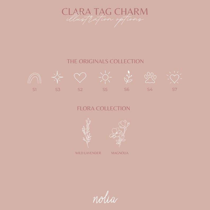 Clara Tag Charm Add On Personalized Pendant Rectangle Initial Charm Floral Jewelry Removable Charm Gift for Her New Mom Birthday image 6