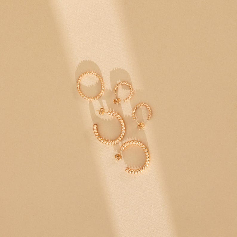 Chunky Rope Hoop Earrings Sterling Silver or 14k Gold Filled Bold Twist