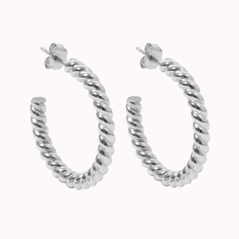 Chunky Rope Hoop Earrings Sterling Silver or 14k Gold Filled Bold Twist
