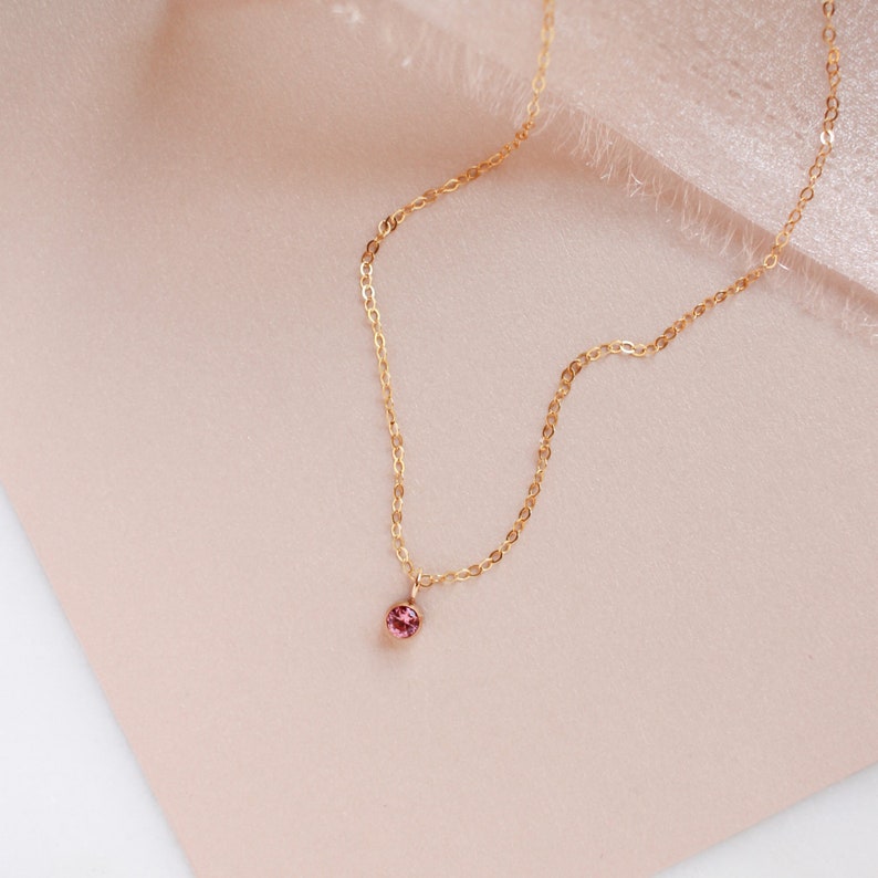 Birthstone Charm Necklace Gold, Rose Gold, or Silver Gift for Mom Mother's Day Gift Gift for Her Gemstone Necklace Birthday Gift image 4