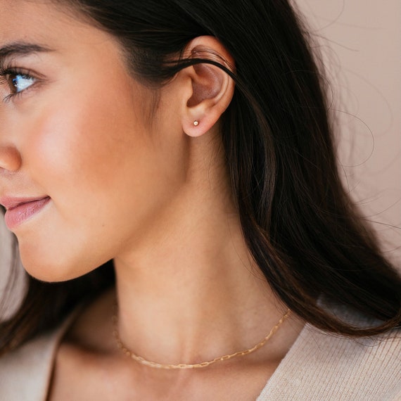 Gold plated Sterling Silver Earring Findings- Simple Earring Studs with  Ring, Earring Post Ball Studs with ring (per Pair).