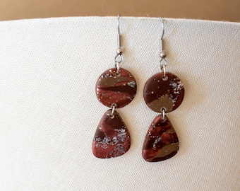 Geometric Earthy Polymer Clay Earrings