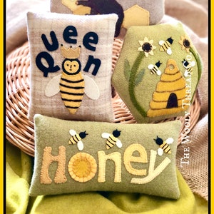 E-Pattern ~ Wool Applique ~ Wooly Honey Bowl Fillers ~ Instant Download PDF