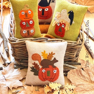 E Pattern ~ Wool appliqué ~ Wooly Pumpkins Galore bowl fillers ~ Instant Download PDF