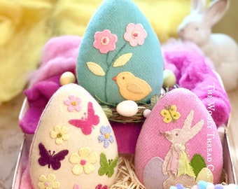 Wooly Easter Eggs Bowl Fillers pattern: Appliqued Wool Design ( PDF Download)