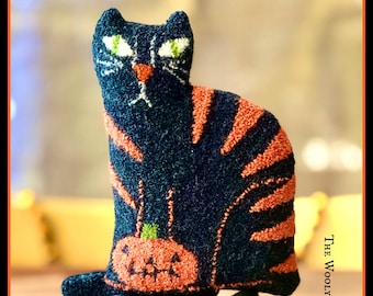 E-Pattern ~ Punch Needle ~ Wooly Spooky Cat~ PDF Instant Download