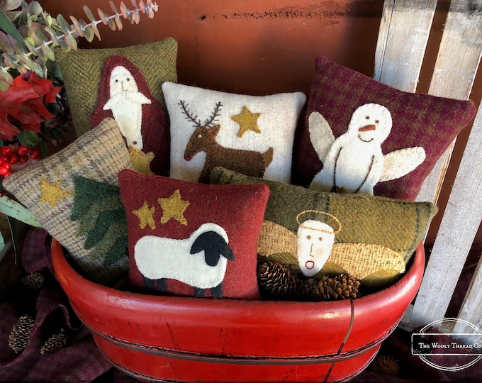 Wooly Christmas Ornaments 2 Wool Applique Kit Etsy