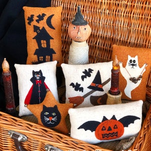 E-Pattern ~ Wool Applique ~ Wooly Halloween Bowl Fillers ~ Instant Download PDF