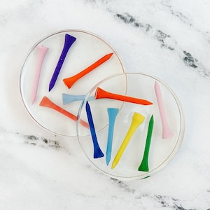 Golf Tee Clear Resin Coasters - Set of TWO