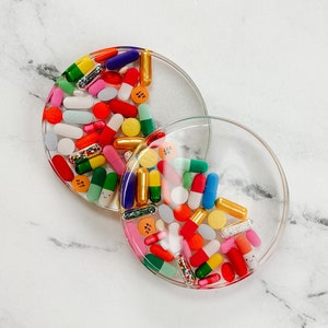 Negative Excess Resin Pill Coasters - Set of TWO