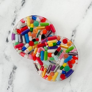 Excess Resin Pill Coasters - Set of TWO