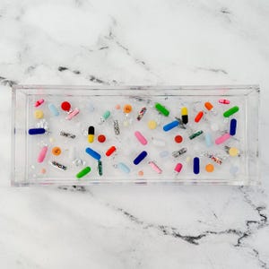 Silver Leaf Resin Tray: Acrylic Pill Dish - Medical Gift