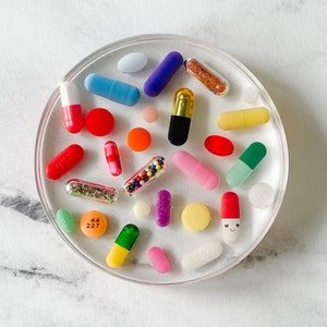 4 Inch Resin Pill Coasters Set of TWO Glitter Pill Coaster image 3