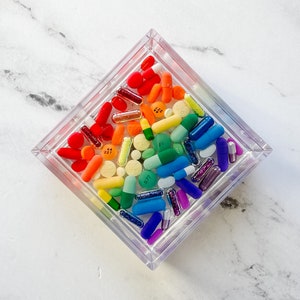 Rainbow Pill Resin Catch-All Tray: Medical Gift Trinket Dish