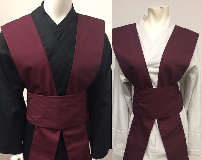 Star Wars Inspired Sith/jedi Tunic with Burgundy Tabards and Obi set