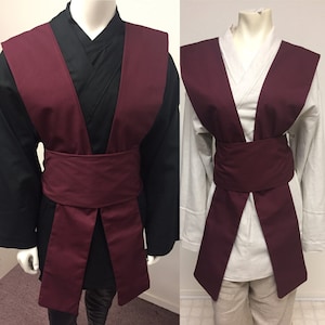 Star Wars Inspired Sith/jedi Tunic with Burgundy Tabards and Obi set