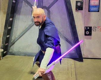 Inspired jedi Tunic, under tunic, obi, tabards and pleaded gauntlets with blue and cream color combo