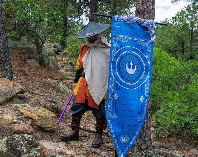 Inspired Jedi Costume Set: Two Tunic, Obi & Pleated Gauntlets