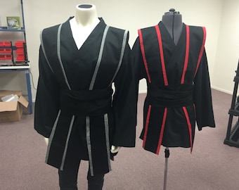Grey or Red Trimmed Jedi Star Wars Inspired Sith/jedi Tunic, Tabards , Obi set