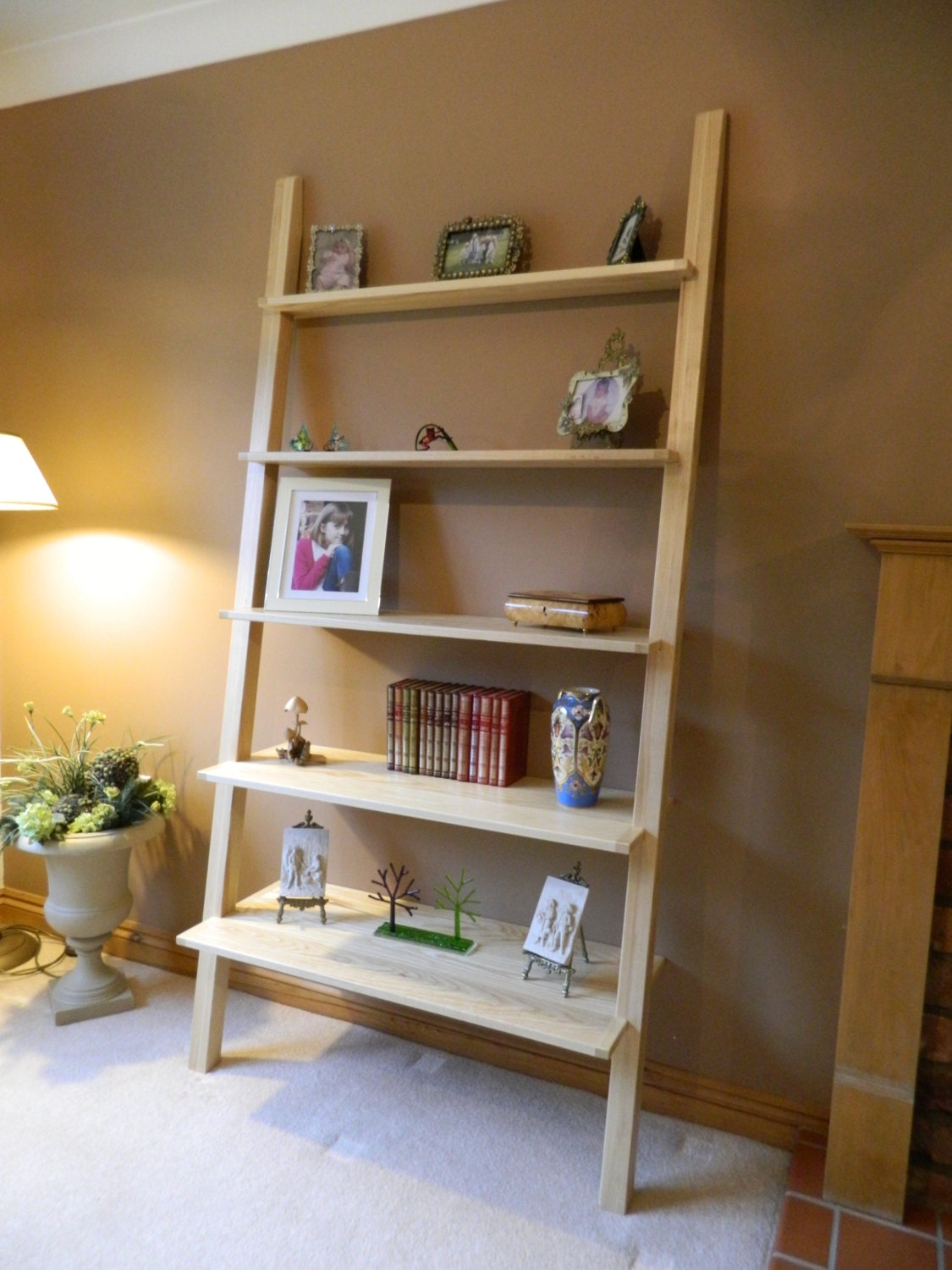 Ladder Shelving Unit, Freestanding Shelving Unit, Lean-too Bespoke Shelving  Units, Freestanding Wood Book Shelves 