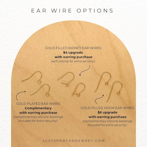 ADD ON Gold Filled Ear Wires ~ One Pair | For Modern Brass Gold Earrings, Bold Statement Dangle Earrings Jewelry | Just Short and Sweet