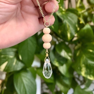 Boho Car Charm, Crystal Prism Sun Catcher, Rainbow Maker with Beaded Accents