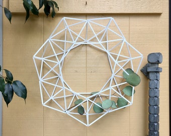 White 15” Modern Fall Wreath {BEST SELLER} Geometric Himmeli Modern Minimalist Front Door Wreath Wall Art Decor | by Just Short and Sweet