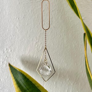 Simple Diamond Sun Catcher, Crystal Prism Rainbow Maker Gold Light Catcher Window Hanging Feng Shui Memorial Gift | by Just Short and Sweet