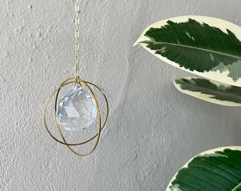 Kinetic Crystal Sun Catcher Saturn Rings Prism Rainbow Maker Light Catcher Window Hanging Feng Shui Gold Suncatcher | Just Short and Sweet