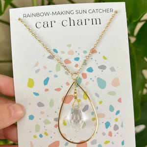 Teardrop Car Charm, Crystal Prism Sun Catcher, Hanging Rainbow Maker for Rear View Mirror
