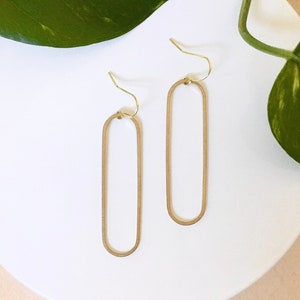 BEST SELLER Hammered Oval Hoops, Modern Minimalist Lightweight Long Gold Hoop Earrings Jewelry Gift for Her under 40 Just Short and Sweet image 4