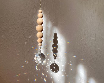 Large Beaded Sun Catcher, Crystal Prism Rainbow Maker, Light Catcher Window Hanging Feng Shui Gold Boho Home Decor | by Just Short and Sweet