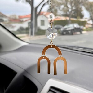 Car Charm Crystal Sun Catcher Gold Arches Hanging Prism Rainbow Maker Light Catcher for Rear View Mirror Car Bling by Just Short and Sweet image 2