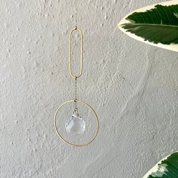 BEST SELLER Simple Circle Sun Catcher, Crystal Prism Rainbow Maker Shiny Gold Light Catcher Window Hanging Feng Shui | Just Short and Sweet