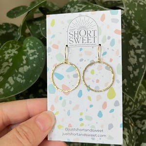 MINI Hammered Hoop Earrings, Modern Round Dainty Minimalist Brass Hoops, Classic Circle Gold Earrings Boho Jewelry