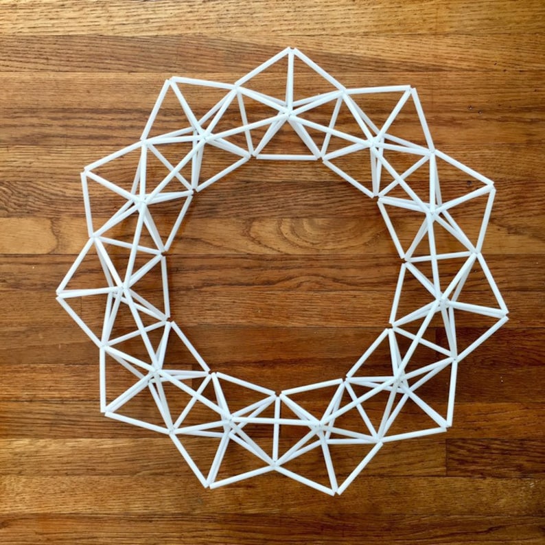 Skinny White 16 Wreath Modern Geometric Himmeli Front Door Wreath, Minimalist Nursery Decor, Air Plant Holder by Just Short and Sweet image 3