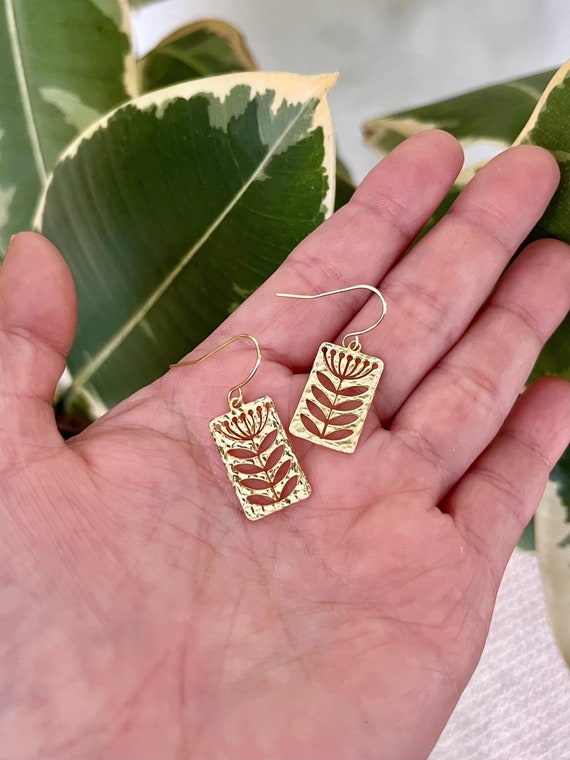 NEW Flower Hammered Earrings, Whimsical Dainty Lightweight Gold Plated Earrings MCM Dandelion Jewelry Gift for Her | by Just Short and Sweet