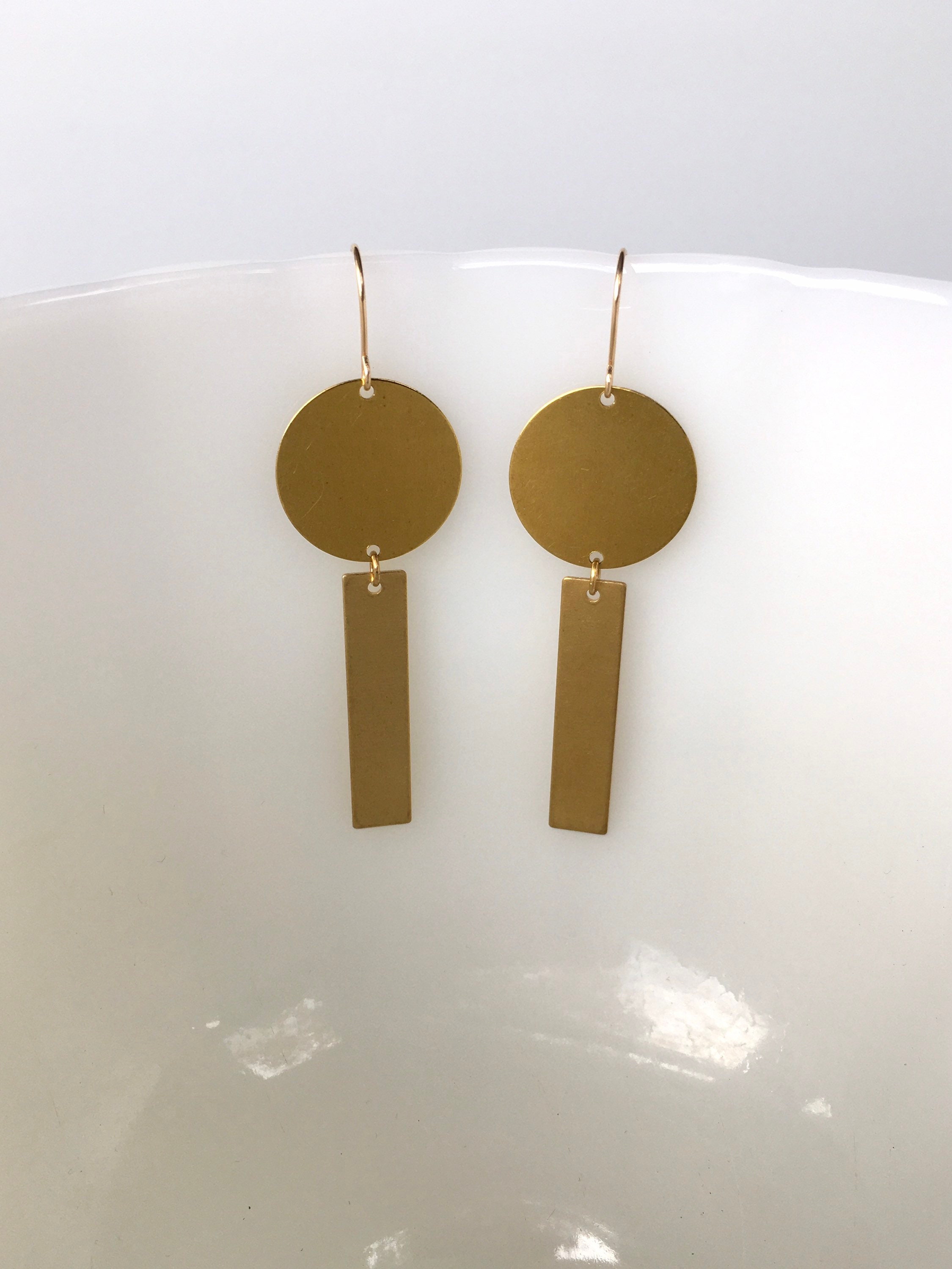 SYDNEY Brass Earrings Modern Gold Semi Circle Bar Earrings | Etsy
