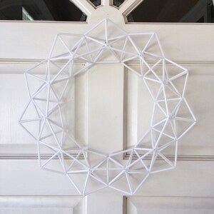 Skinny White 16 Wreath Modern Geometric Himmeli Front Door Wreath, Minimalist Nursery Decor, Air Plant Holder by Just Short and Sweet image 7