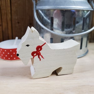 Small Wooden Scotty Dog | Handmade Dog |  Red and White Scottish Terrier