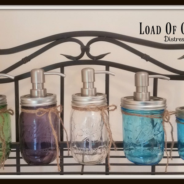 SALE!!! Pint mason jar soap dispenser - Vintage Blue - Vintage Green - Clear - Purple