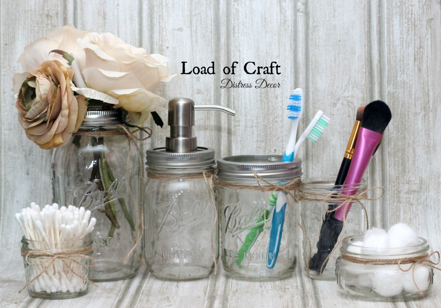 6 Piece Ball Mason Jar Bathroom Set Clear or Brushed Matte Etsy