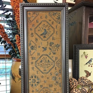 CROSS STITCH PDF Quaker Bluebird by Willow Hill Samplings