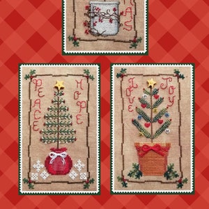 CROSS STITCH PDF Christmas Tree Trio by Waxing Moon Designs