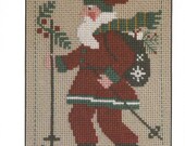 PRAIRIE SCHOOLER quot 2010 Santa quot Counted Cross Stitch Pattern Primitive, Santa, Christmas, Yearly, Annual Santa