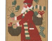 PRAIRIE SCHOOLER quot 2007 Santa quot Chart Counted Cross Stitch Pattern Primitive, Christmas Santa, Knitting, Socks