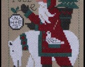 PRAIRIE SCHOOLER quot 2017 Yearly Santa quot Counted Cross Stitch Pattern Primitive Christmas, Santa, Polar Bear, North Pole, Folk Art Santa